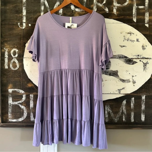 Beeson Lilac Ruffle Sleeve Tunic Top