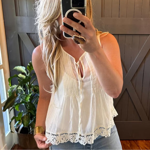 Delicate Lace Cotton Tank Layering Top