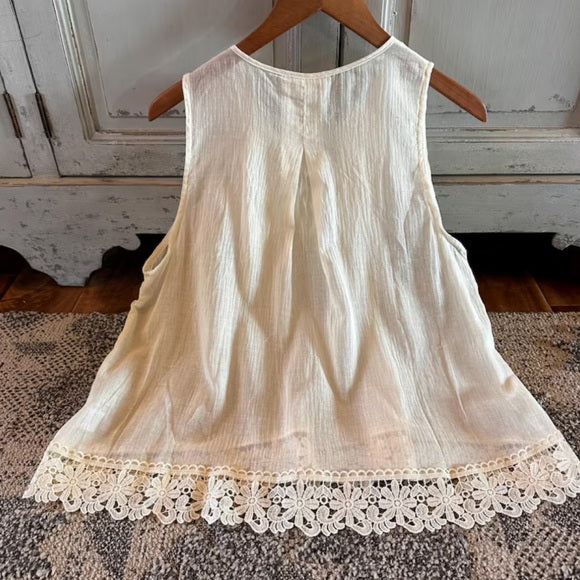 Delicate Lace Cotton Tank Layering Top