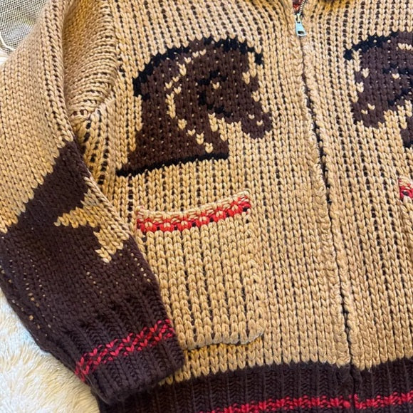 Vintage 1970s Miller Miller Miller Outerwear Western outlet Horse Knit Cowichan Sweater