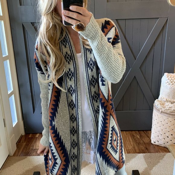 Wyoming Grey Long Cardigan Blanket Sweater