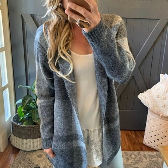 Gray best sale hooded cardigan