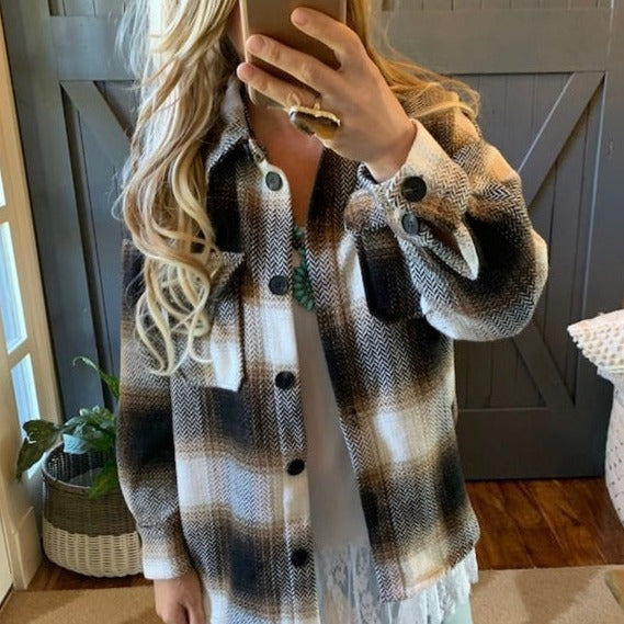 Post Falls Plaid Button Front Shirt Jacket Flannel Shacket