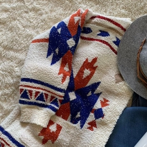Westly Aztec Teddy Blanket Cardigan Sweater