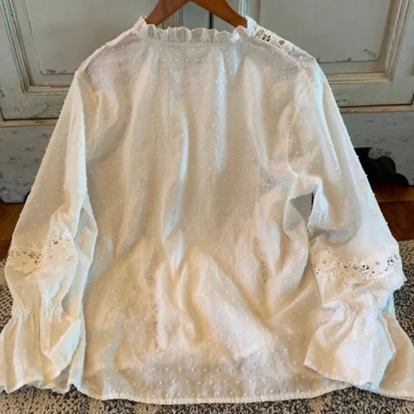 Harlow Long Sleeve Button Front Lace Blouse